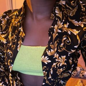 Black and gold floral/ gucci pattern men’s shirt size MEDIUM